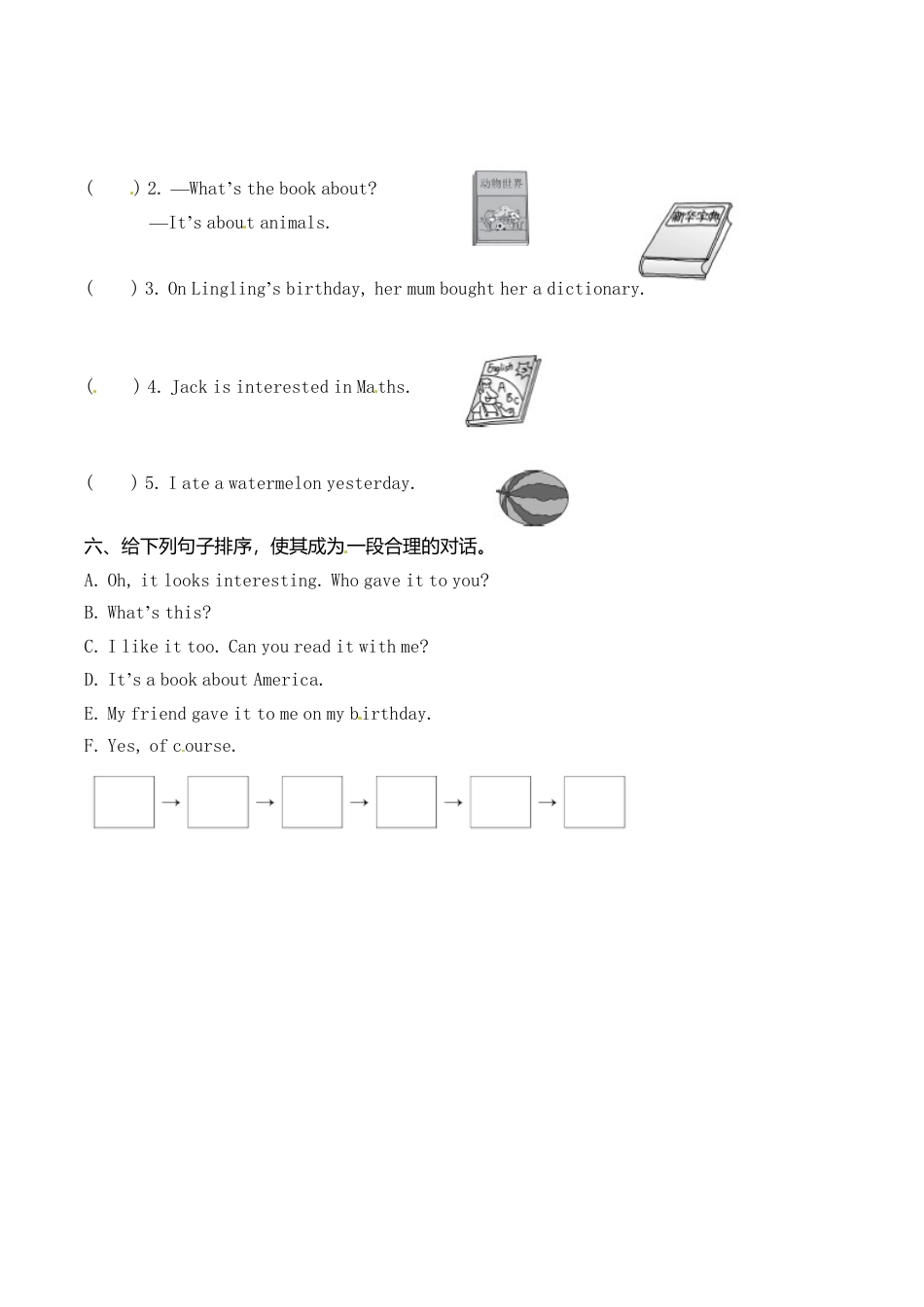 六年级下册英语一课一练-Module 6 Unit 1 It was Daming’s birthday yesterday｜外研社(三起)（含答案）.doc_第2页