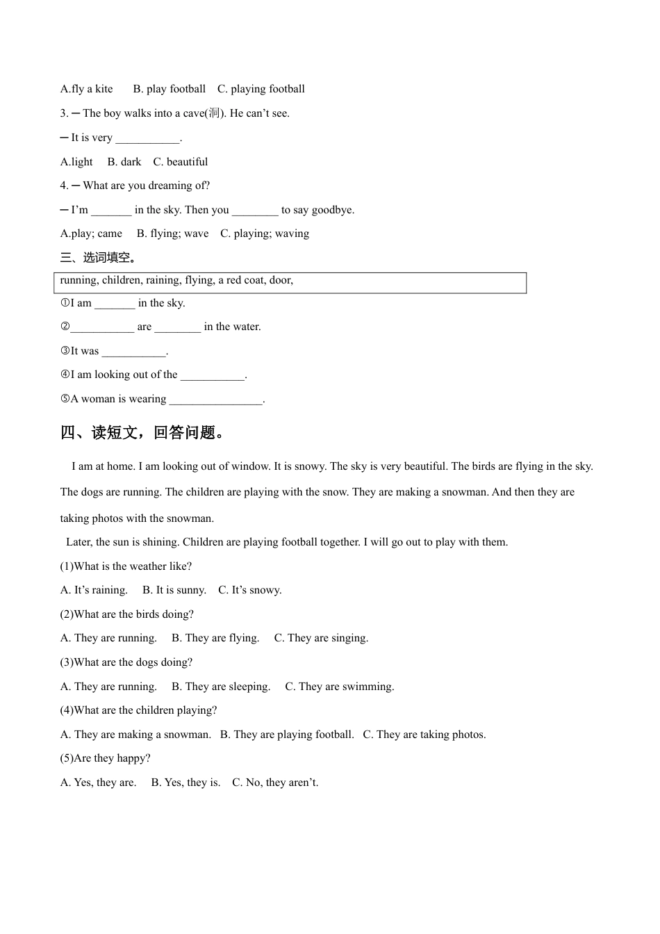 外研版小学英语（一年级起点）六年级下册Module 5 Unit 2 Some children are jumping in the water同步练习2.doc_第2页