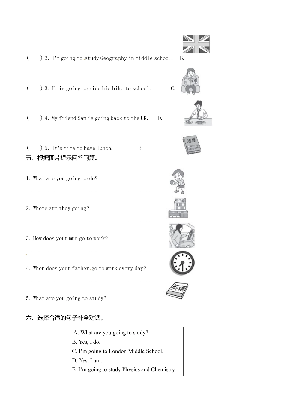 六年级下册英语一课一练-Module 10 Unit 2 What are you going to study｜外研社(三起)（含答案）.doc_第2页