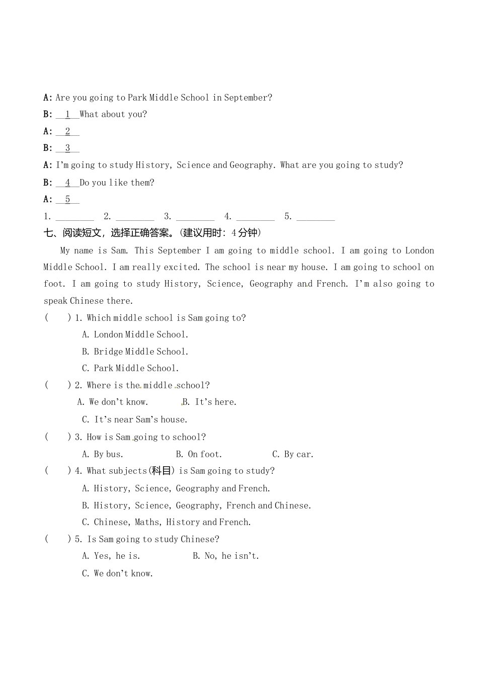 六年级下册英语一课一练-Module 10 Unit 2 What are you going to study｜外研社(三起)（含答案）.doc_第3页