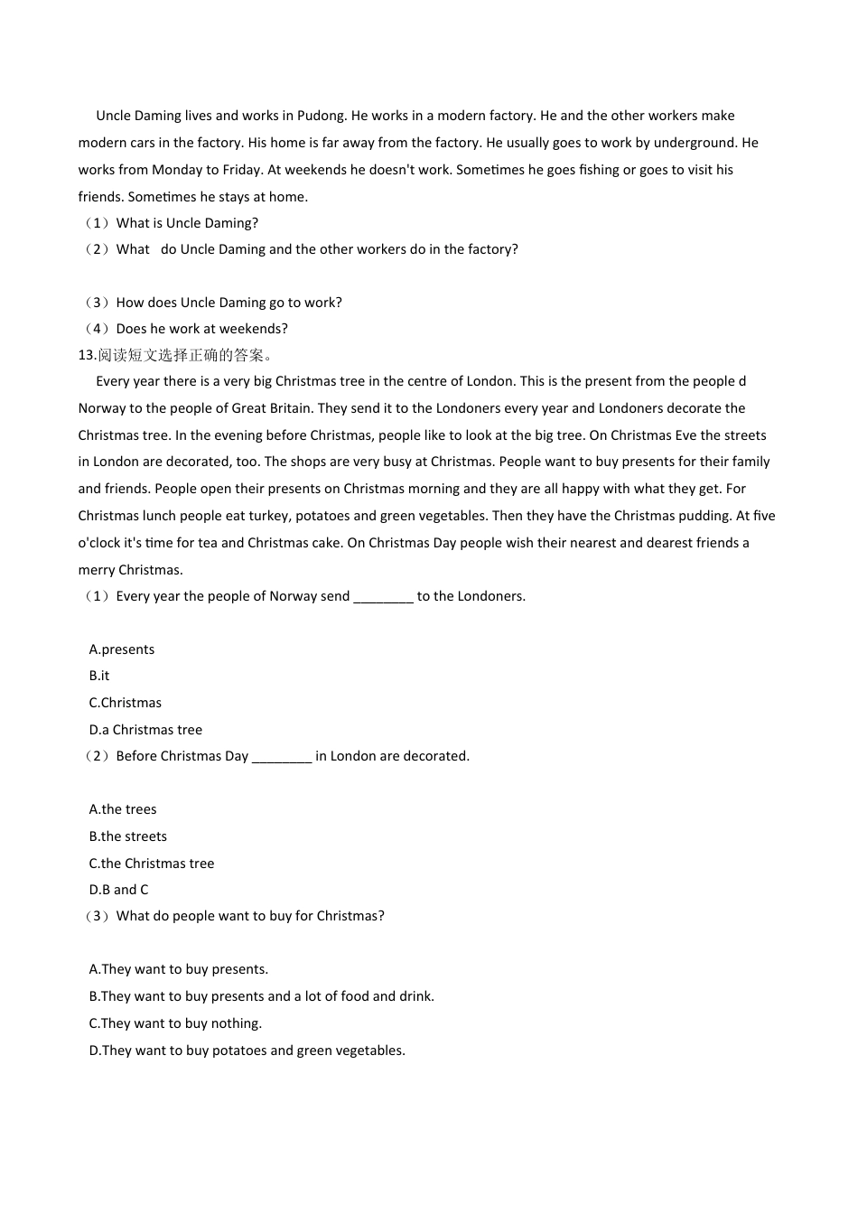 六年级上册英语试题- Module3 Food and drink 单元测试 牛津上海版（含答案及解析）.docx_第3页