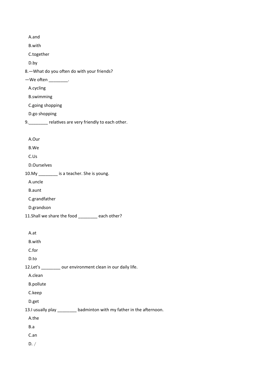 六年级上册英语试题- Module1 Family and friends单元测试 牛津上海版（含答案及解析）.docx_第2页