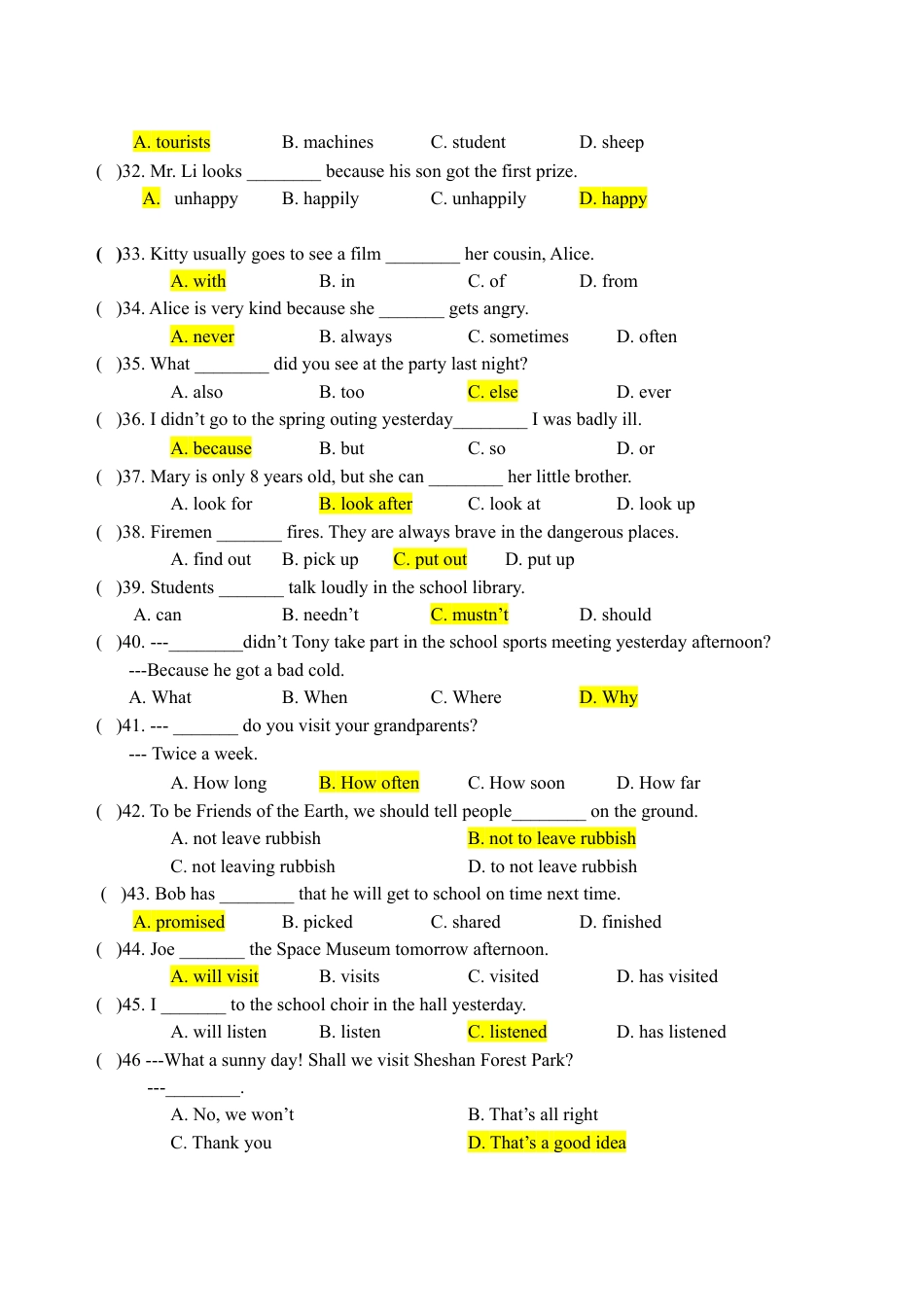 期末测试-牛津上海版一起点-6年级上册 (3).doc_第3页