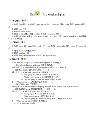 六（上）人教PEP：Unit 3 知识清单.docx
