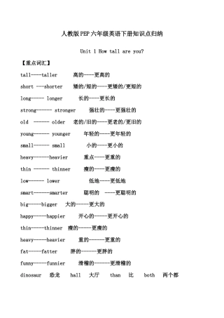 人教PEP版六英下知识点8页.doc