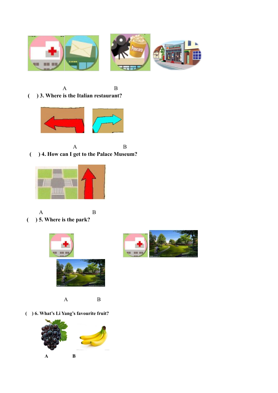 (人教PEP)6年级英语上册unit1《How can i get there》单元检测 (2) 含答案(1).doc_第2页