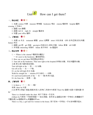 小学六年级（上）人教PEP：Unit 1 知识清单 (1).docx