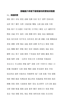 （部编版六年级下册）背诵与积累知识梳理.doc