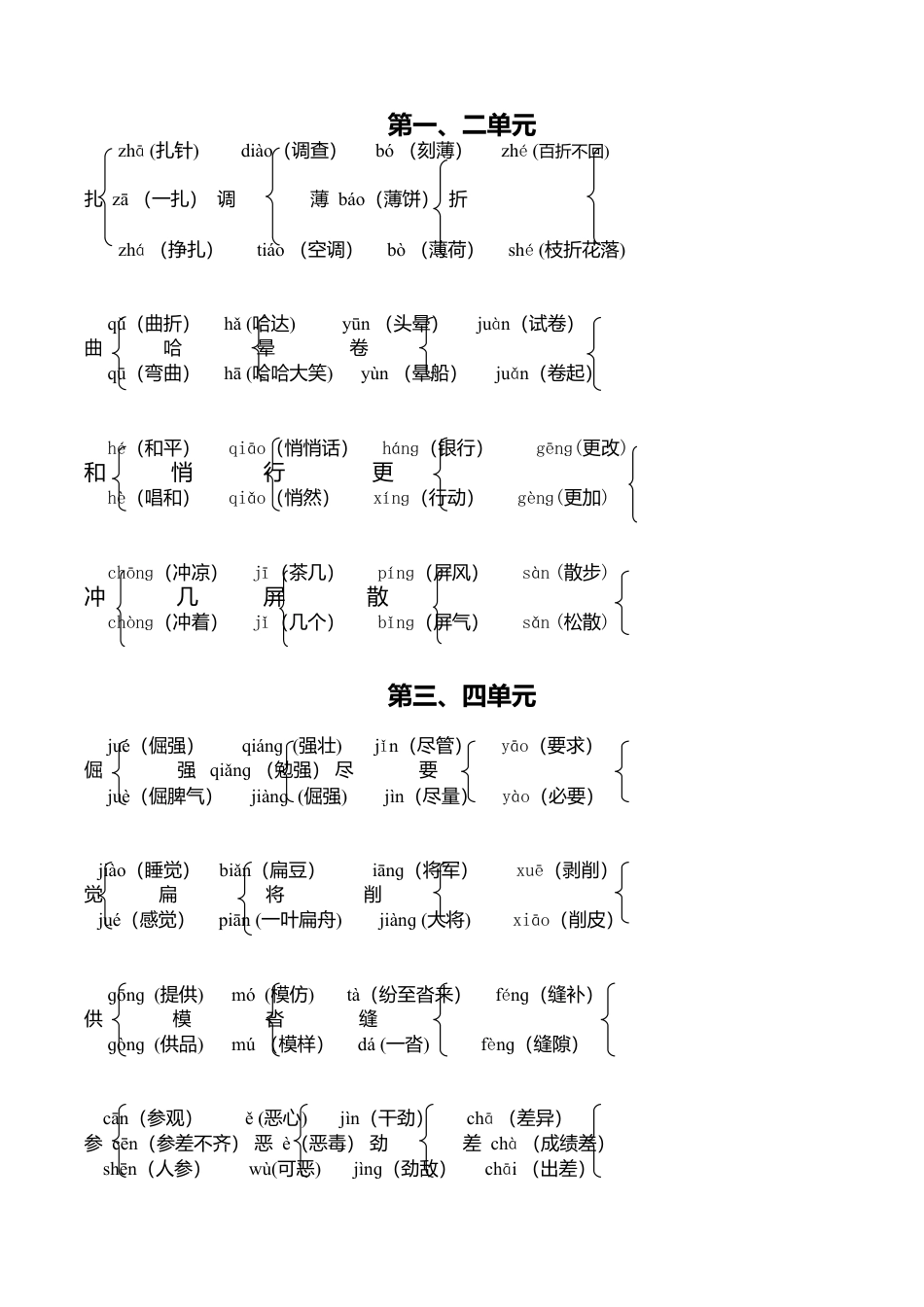 六年级语文上册多音字组词.doc_第1页