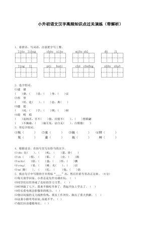 小升初语文专项训练-汉字高频知识点-北师大版.docx