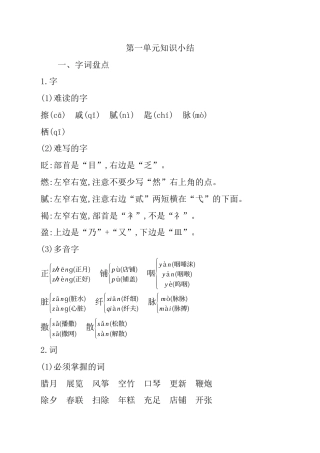 小学语文六年级-第一单元知识小结.docx