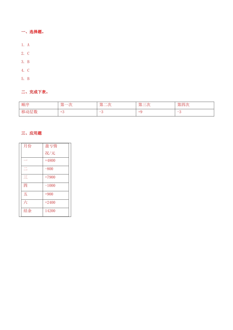 六年级数学下册第1单元第4课时 用正、负数表示事物（同步练习）冀教版.docx_第3页