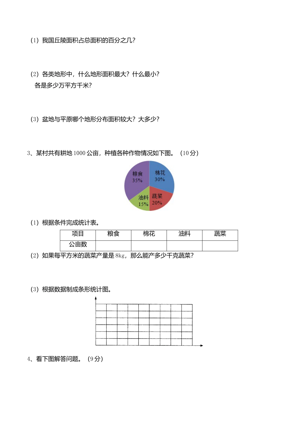 苏教版小学六年级数学下册第1单元《扇形统计图》综合练习题（1）附答案.doc_第3页