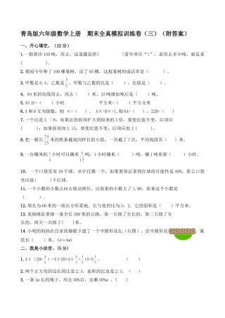 小学六年级数学上-青岛期末测试卷   (7).doc