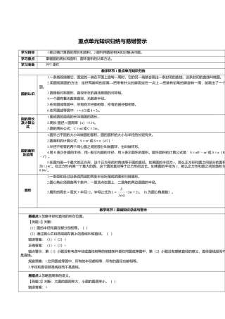 六年级数学上-5.6重点单元知识归纳与易错警示(导学案).doc