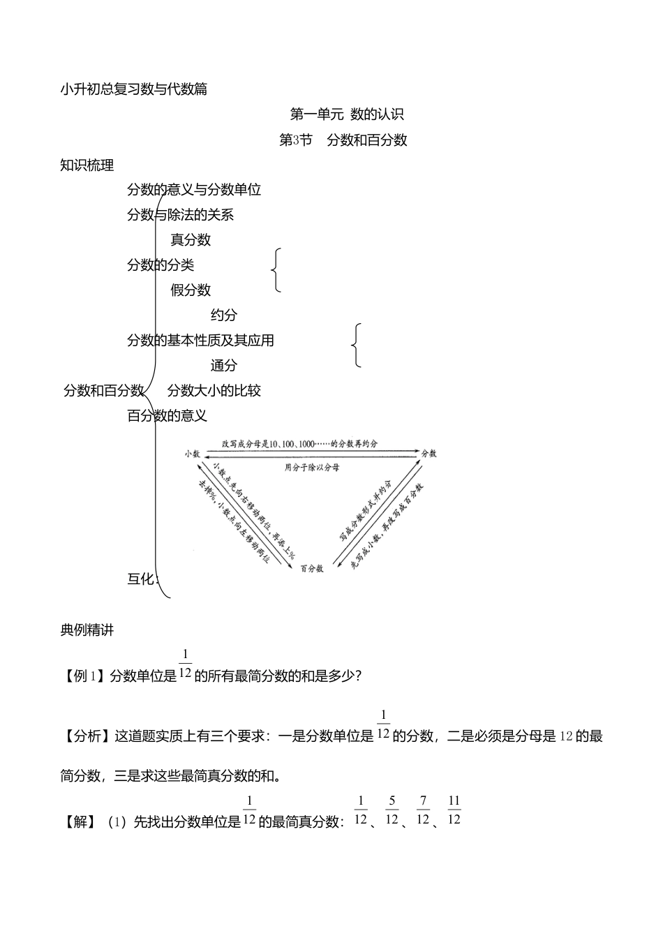 小升初数学总复习知识梳理+练习+答案-分数和百分数.doc_第1页