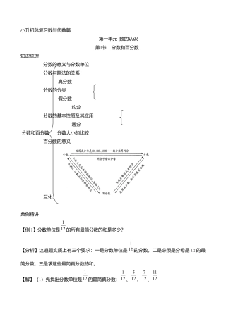 小升初数学总复习知识梳理+练习+答案-分数和百分数.doc