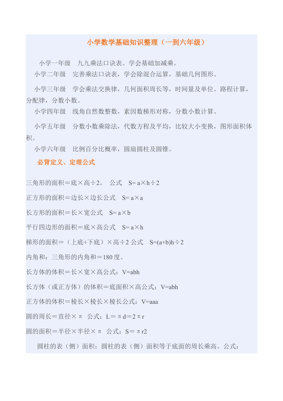 小学数学基础知识整理(一到六年级).doc_第1页