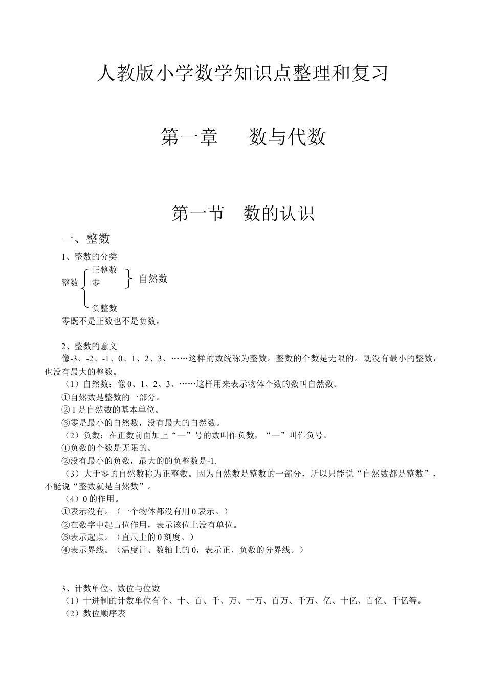 小学数学知识点整理与复习.docx_第1页