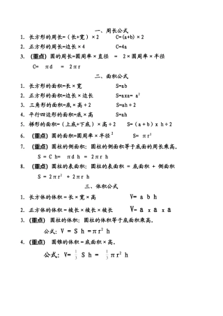 小学数学周长-面积-体积公式.doc