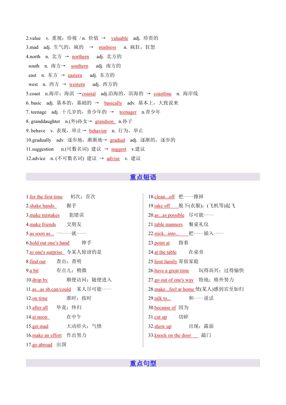 2026年人教版初中英语九年级上学期期末重点词汇句型语法&写作通用表达 专题04 Units10~12（背诵版）.docx_第3页