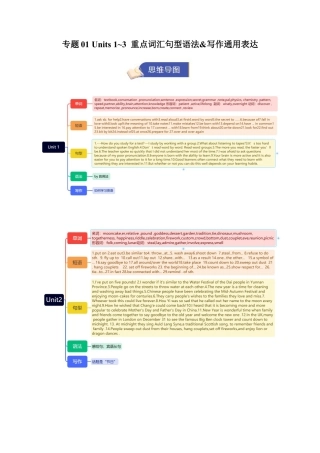 2026年人教版初中英语九年级上学期期末重点词汇句型语法&写作通用表达 专题01 Units 1~3（背诵版）.docx
