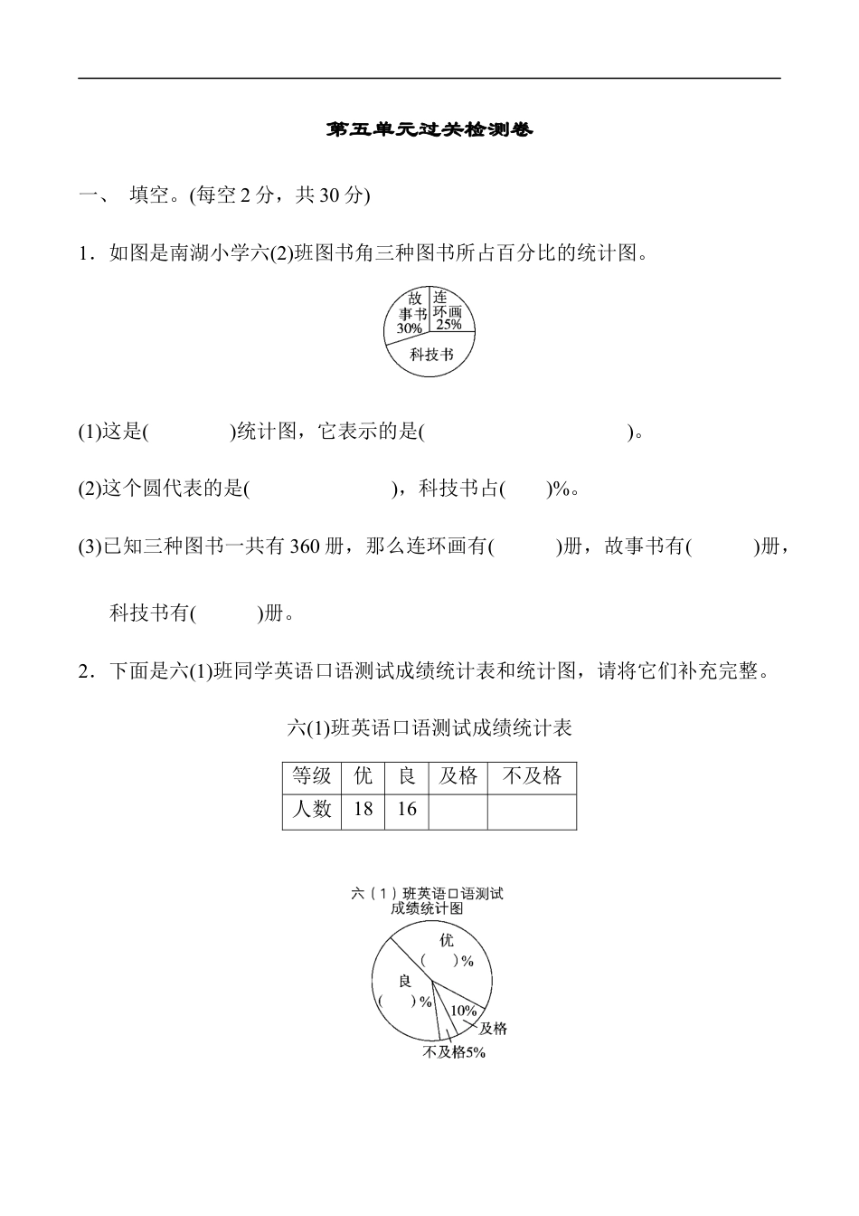 北师大版小学数学六年级上册-第五单元过关检测卷1.docx_第1页