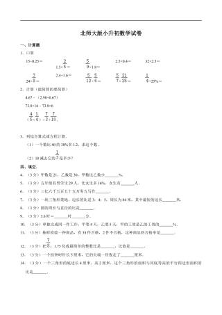 北师大版小学数学六年级下册-小升初模拟练习 (13).docx