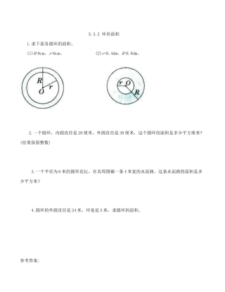 北京版数学六年级上-课时练习题-5.3.2 环形面积.docx