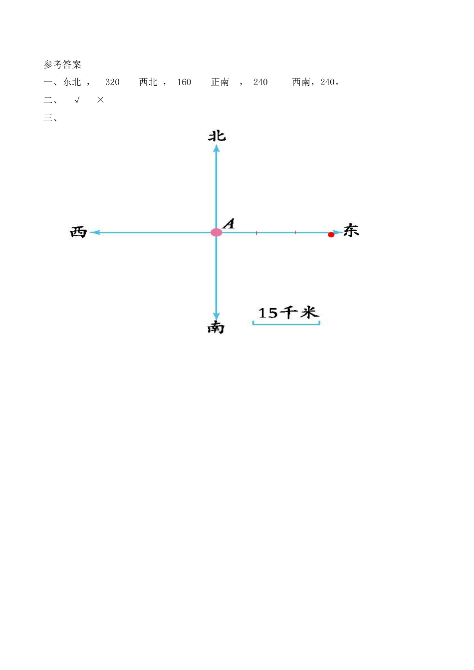 北京版数学四年级上-课时练习题-5.1 根据方向和距离确定位置.docx_第2页