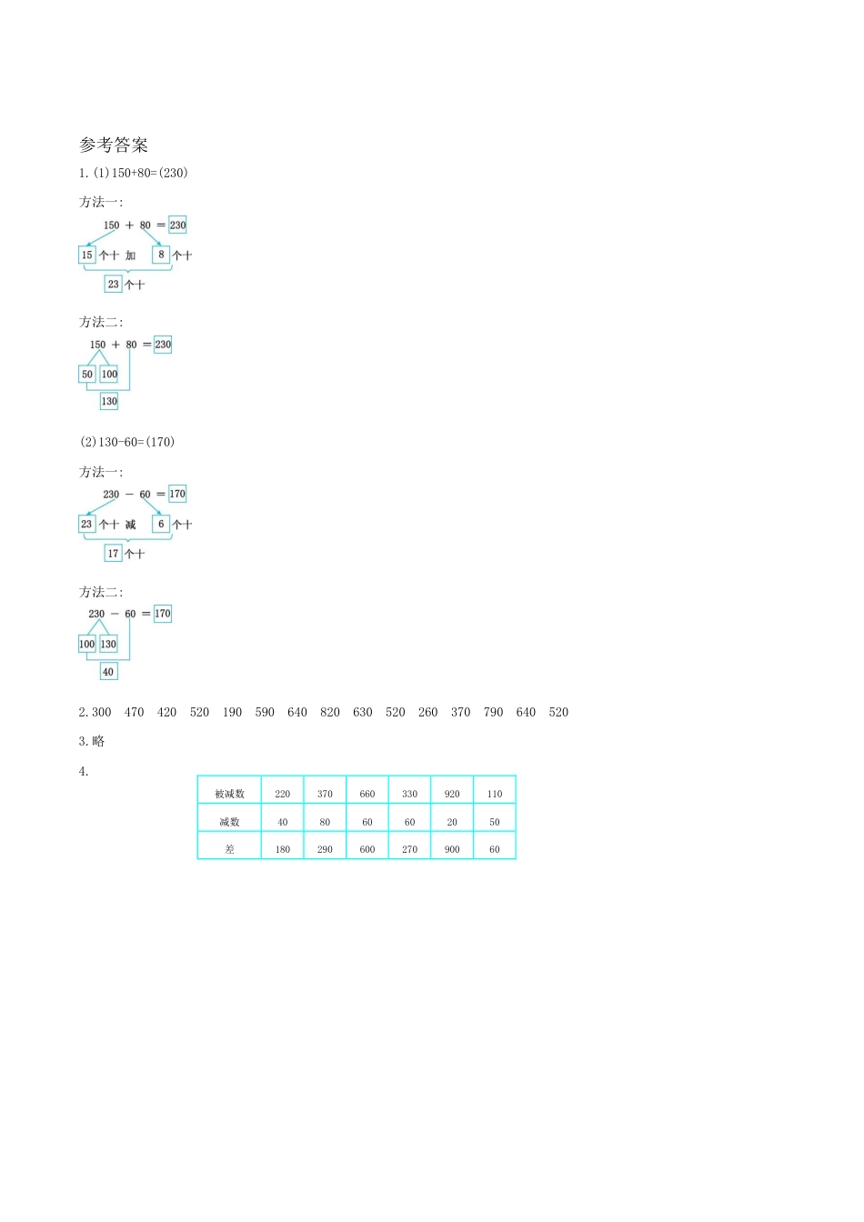 北京版小学数学二年级下册-练习四 几百几十加减整十数(进位、退位).docx_第2页