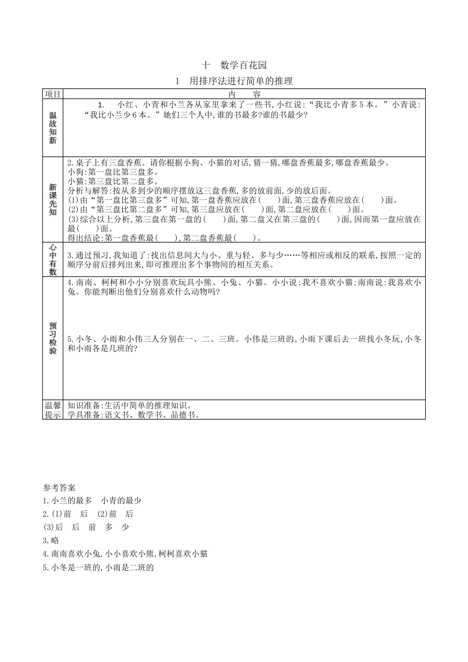 北京版小学数学二年级下册-10.1 用排序法进行简单的推理.docx_第1页