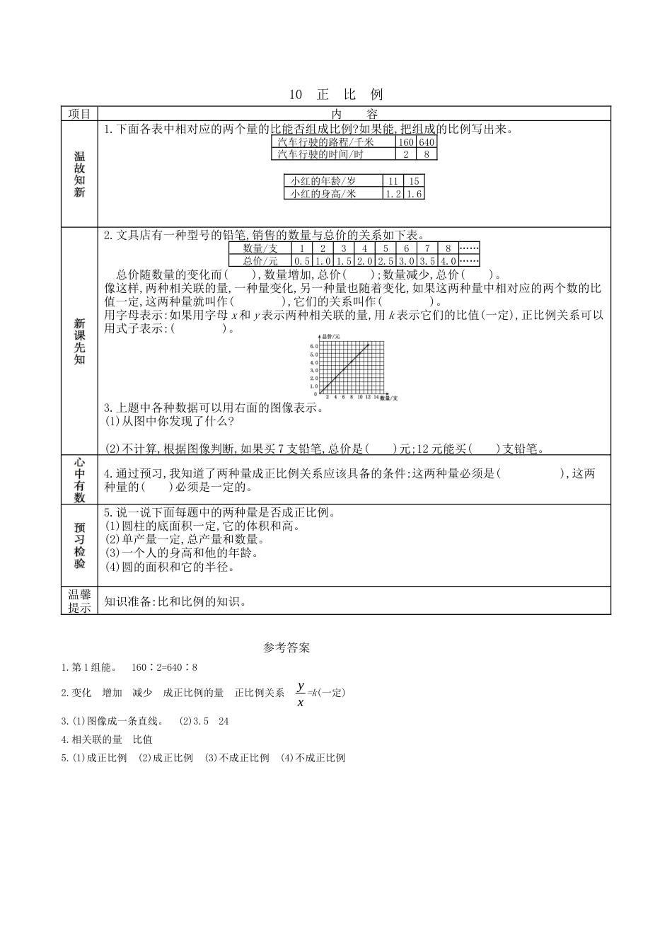 北京版小学数学六年级下册-2.10 正比例.docx_第1页