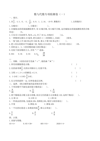 北京版小学数学六年级下册-一、数与代数专项检测卷（一）（含答案）.docx