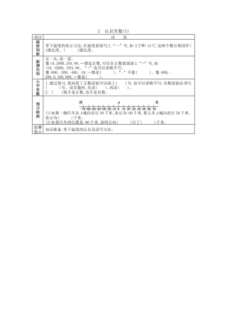 北京版小学数学四年级下册-6.2 认识负数（1）.docx