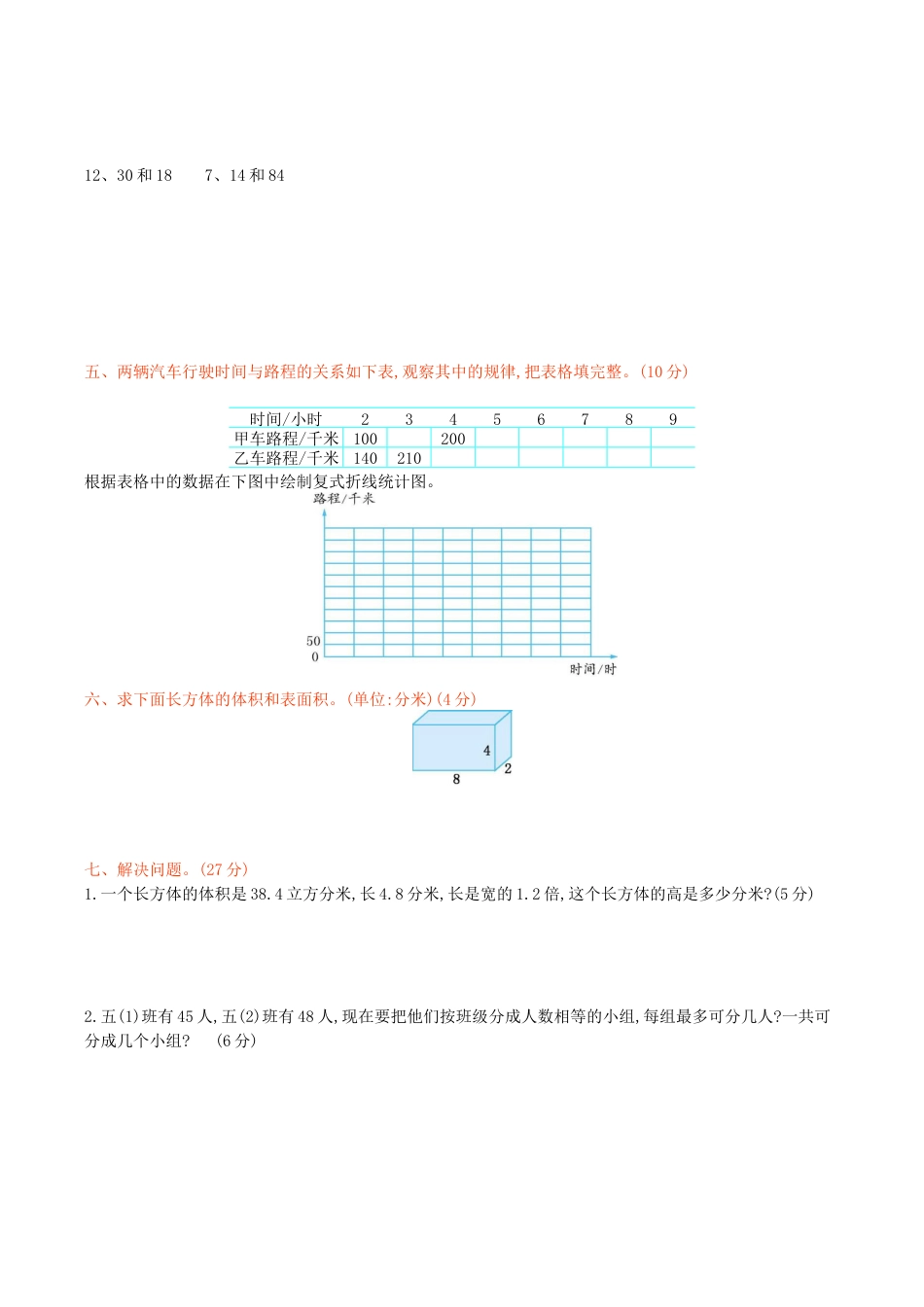 北京版小学数学五年级下册-期中测试卷（1）.docx_第2页