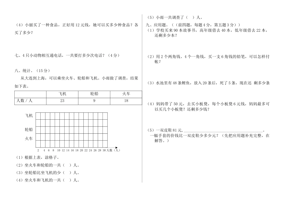 （沪教版 ）二年级数学下册 期末测试卷.docx_第2页
