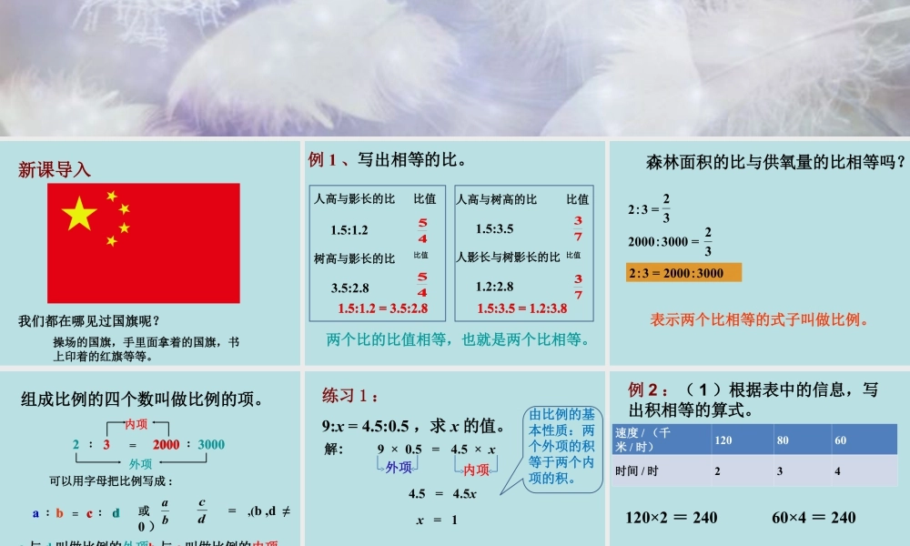 《比例的意义与性质》课件1(1)-浙教版小学数学六年级下册.ppt
