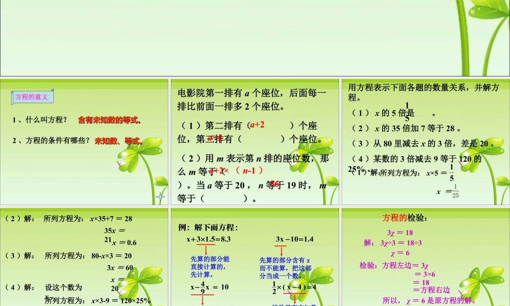 《代数式与方程》课件1-浙教版小学数学六年级下册.ppt