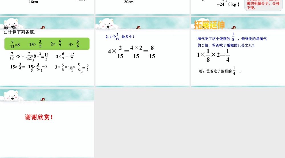 《分数乘法（一）》课件1-浙教版小学数学五年级下册.ppt