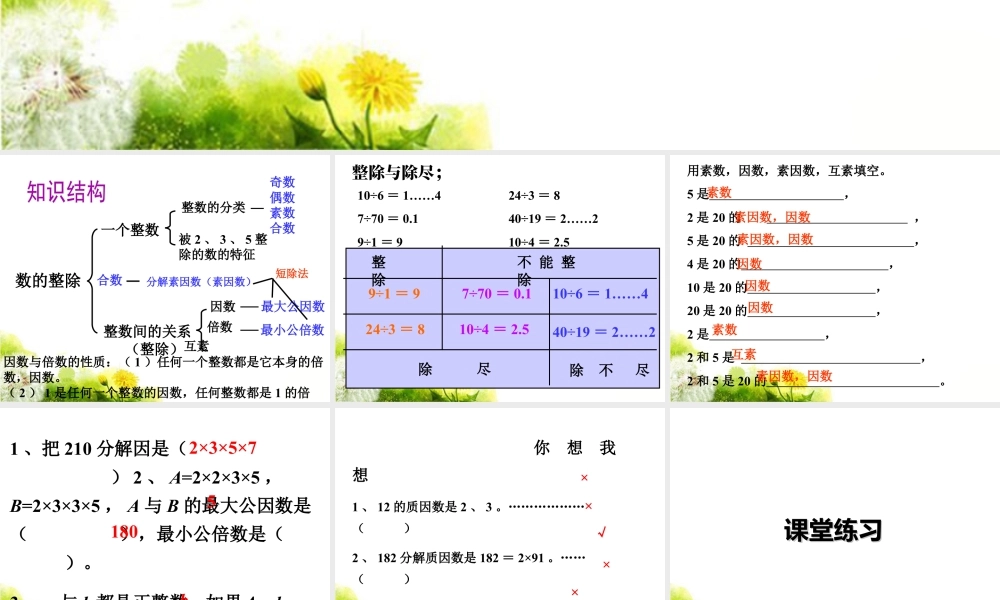 《数的整除》课件1-浙教版小学数学六年级下册.ppt
