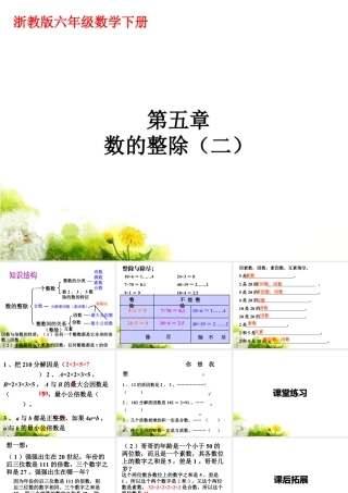 《数的整除》课件1-浙教版小学数学六年级下册.ppt