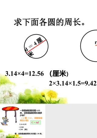 求各圆的周长_圆的周长-浙教版小学数学六年级上册.ppt