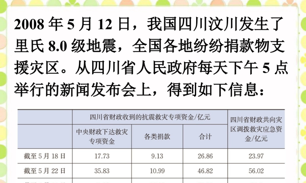 汶川抗震情况_统计图的选择-浙教版小学数学六年级上册.ppt