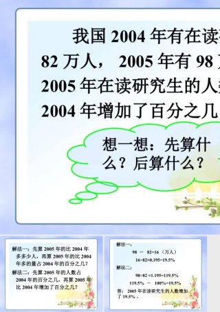研究生增加数增加或减少了百分之几-浙教版小学数学六年级上册.ppt