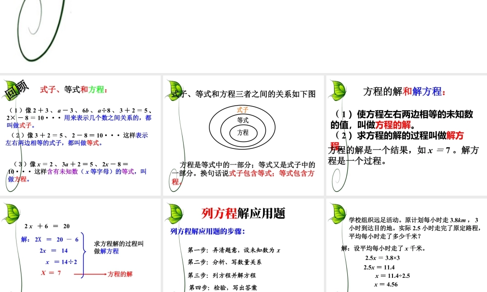 《代数式与方程》课件2-浙教版小学数学六年级下册.ppt