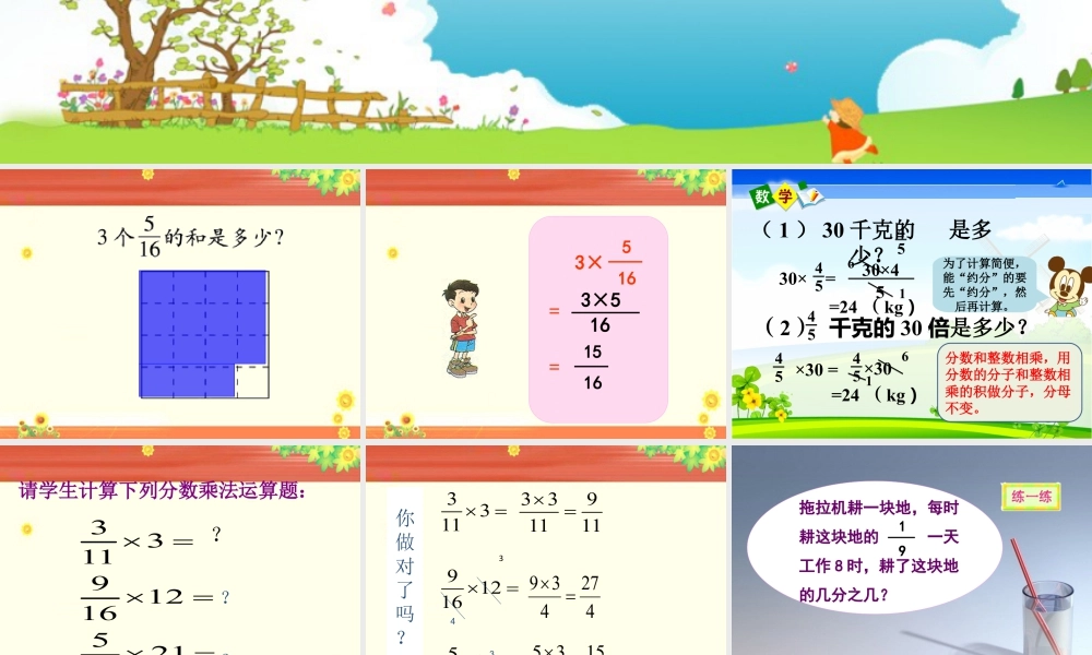 《分数乘法（一）》课件3-浙教版小学数学五年级下册.ppt