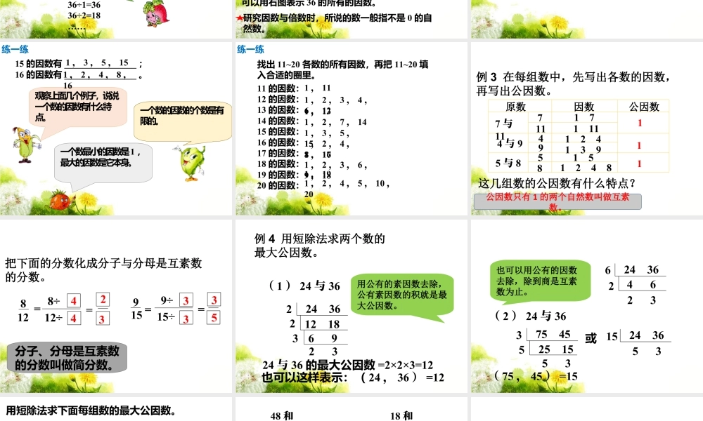 《公因数》课件2-浙教版小学数学五年级下册.ppt