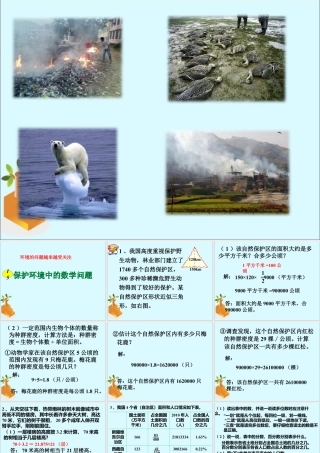 《环境保护中的数学问题》课件1-浙教版小学数学六年级下册.ppt