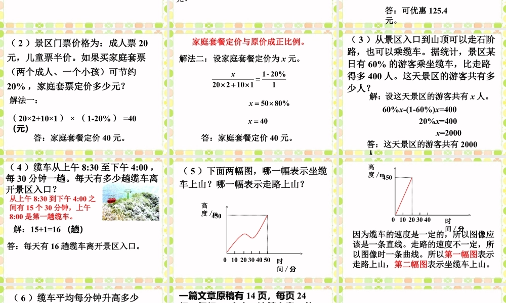 《旅游中的数学问题》课件1-浙教版小学数学六年级下册.ppt